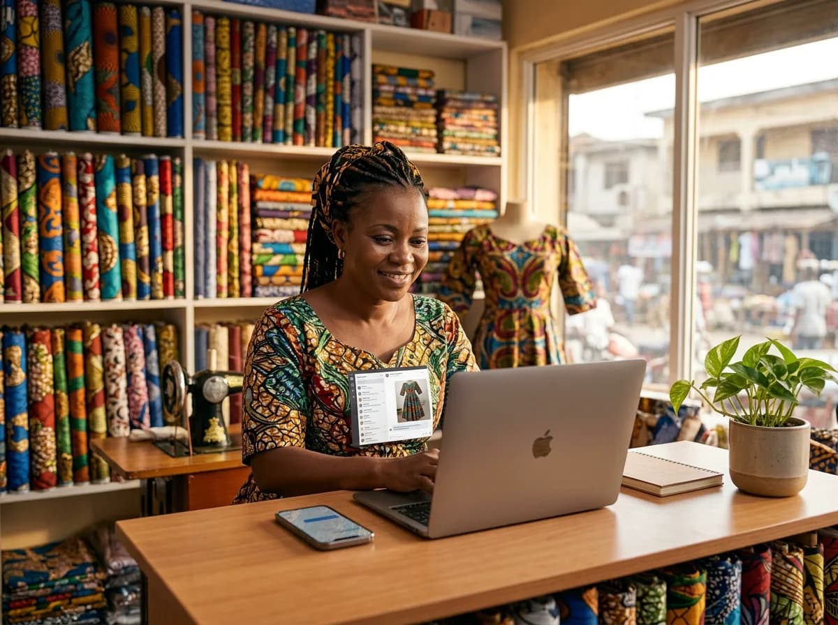 A shop owner answering WhatsApp Business chats in the Hivenza shared inbox on a laptop