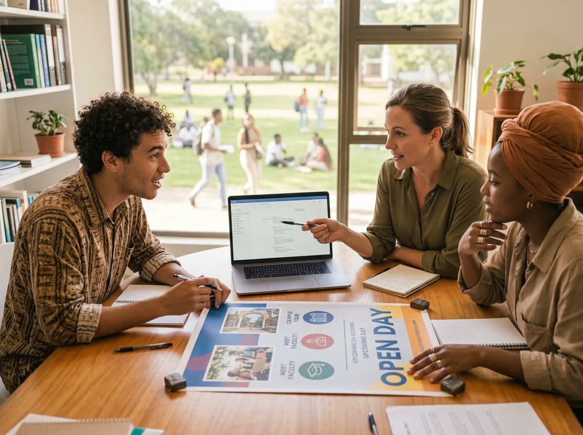 A school’s communications team planning a campus week of social media posts