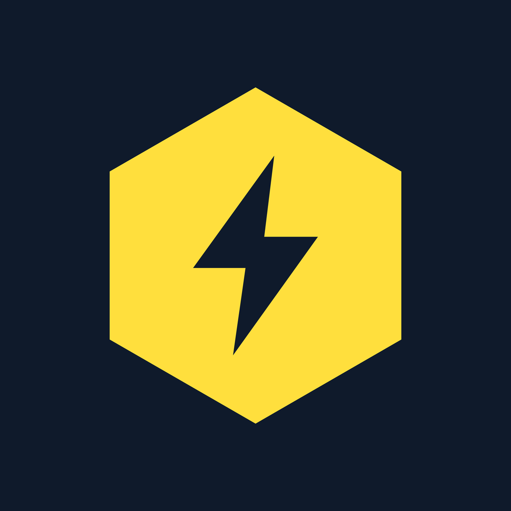 The Hivenza app icon: a honey hexagon with an ink bolt on an ink square