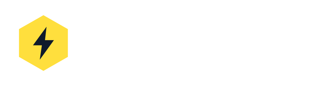 The Hivenza logo for dark backgrounds: the honey hexagon with its bolt and the name in white